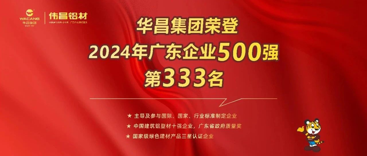 庆幸喜报 | 福鹿会F6集团荣登2024广东企业500强第333名