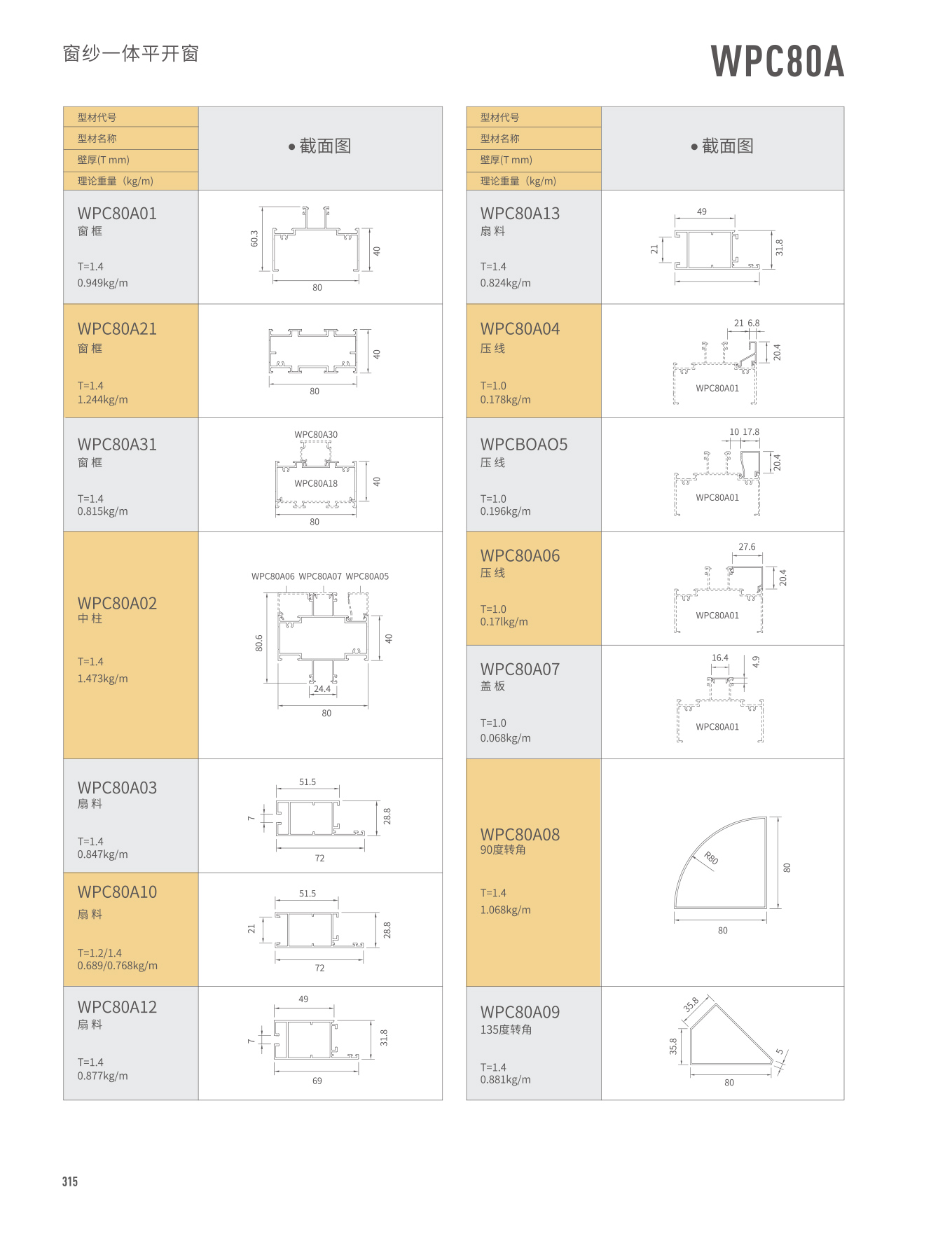 WPC80A窗纱一体平开窗